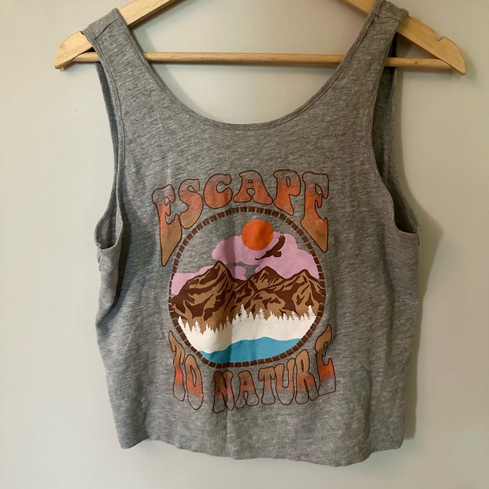 Miken Gray Nature Graphic Tank Top